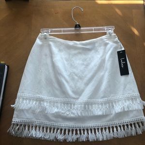 Lulus white fringe skirt